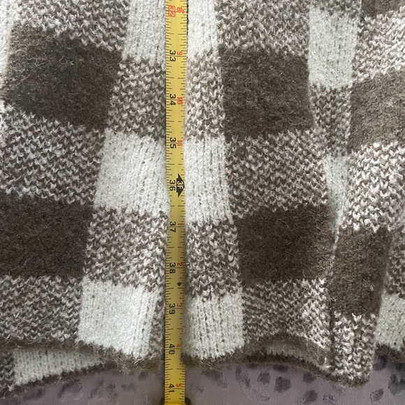 Brown Aqua checked Sweater coat sz XS - Picture 6 of 9